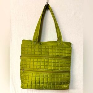 Lug Taxicab Green Tote Shoulder Bag Quilted Travel Storage Pockets Bag